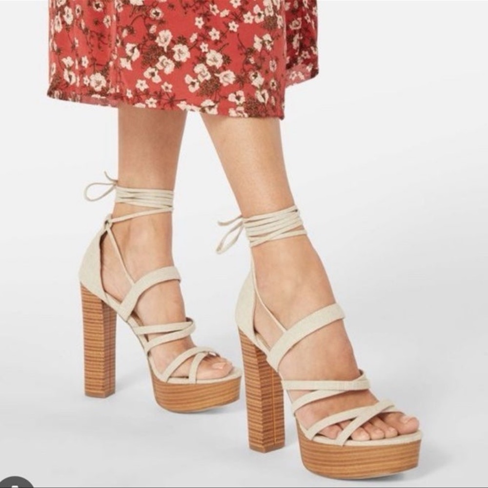 PLATFORM LACE ME UP HEELED STRAPPY SANDAL